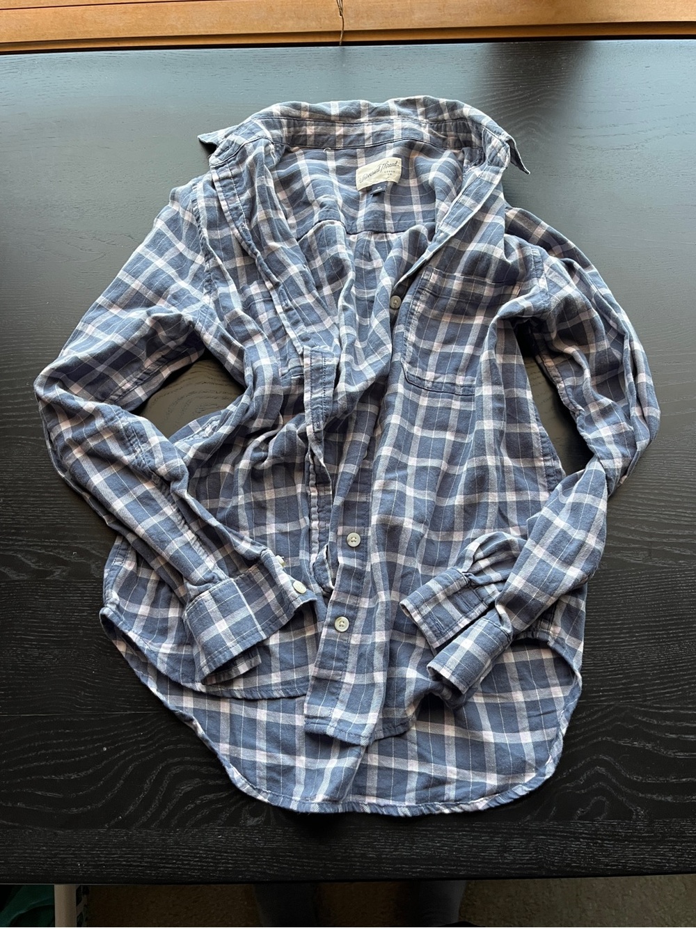 Universal Thread Slate Blue & White Plaid Flannel Shirt Size XS
